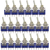 20 Piezas Mini Interruptor de Palanca con Tornillos y Piezas Arandelas-AC 125V 6A ON-ON 3 Pines 2 Posiciones Interruptor…